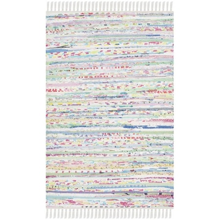 Safavieh Rag Rug Hand Woven Rectangle Rug- Light Green - Multi- 5 X 7 Ft. RAR125D-57